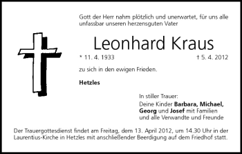 Anzeige von Leonhard Kraus von MGO