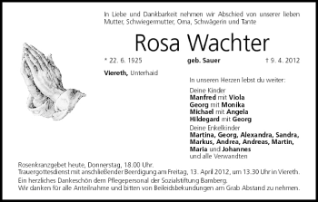 Anzeige von Rosa Wachter von MGO