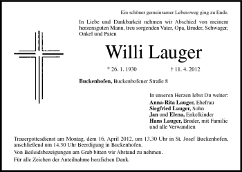Anzeige von Willi Lauger von MGO