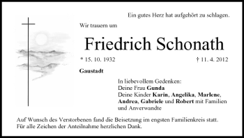 Anzeige von Friedrich Schonath von MGO
