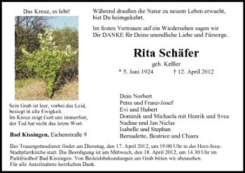 Anzeige von Rita Schäfer von MGO