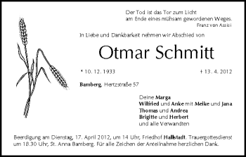 Anzeige von Otmar Schmitt von MGO