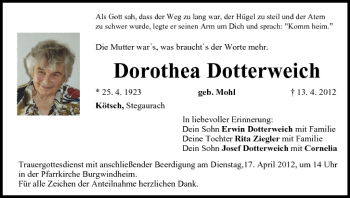 Anzeige von Dorothea Dotterweich von MGO