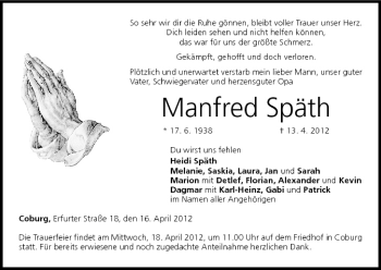 Anzeige von Manfred Späth von MGO