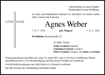 Anzeige von Agnes Weber von MGO