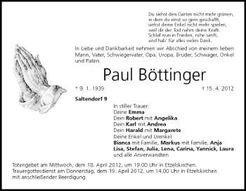 Anzeige von Paul Böttinger von MGO
