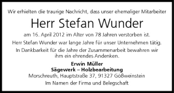 Anzeige von Stefan Wunder von MGO
