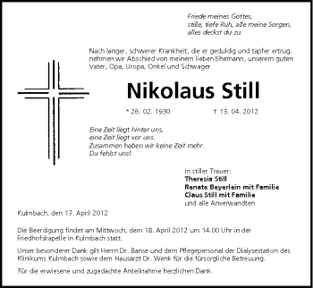 Anzeige von Nikolaus Still von MGO