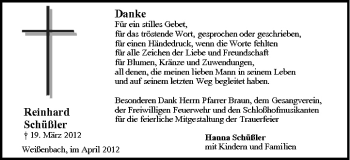 Anzeige von Reinhard Schüßler von MGO