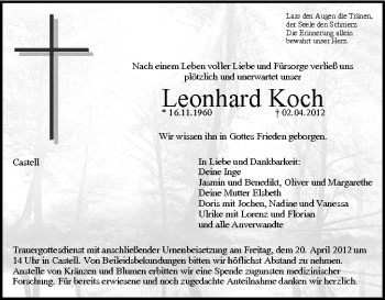 Anzeige von Leonhard Koch von MGO