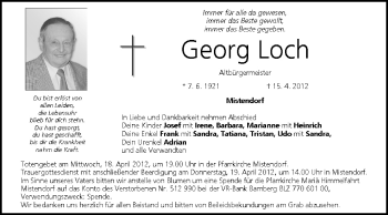 Anzeige von Georg Loch von MGO