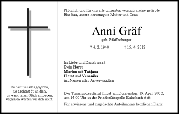 Anzeige von Anni Gräf von MGO