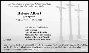 Anzeige von Helene Albert von MGO