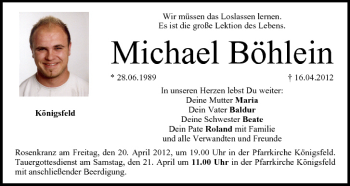 Anzeige von Michael Böhlein von MGO
