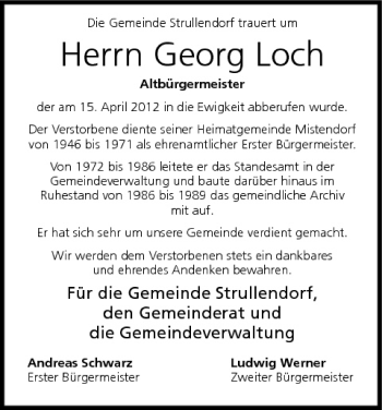 Anzeige von Georg Loch von MGO