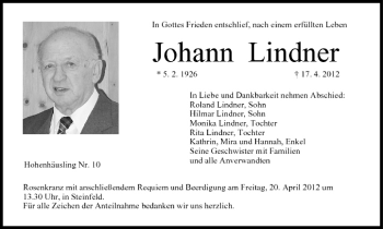 Anzeige von Johann Lindner von MGO