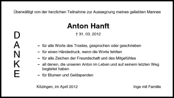 Anzeige von Anton Hanft von MGO