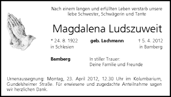 Anzeige von Magdalena Ludszuweit von MGO