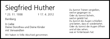 Anzeige von Siegfried Huther von MGO