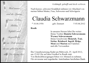 Anzeige von Claudia Schwarzmann von MGO