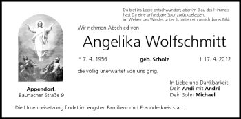 Anzeige von Angelika Wolfschmitt von MGO
