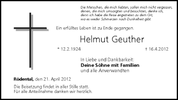 Anzeige von Helmut Geuther von MGO