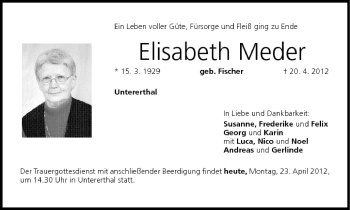 Anzeige von Elisabeth Meder von MGO