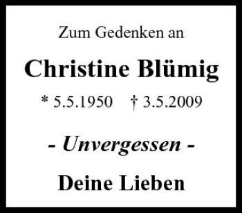Anzeige von Christine Blümig von MGO