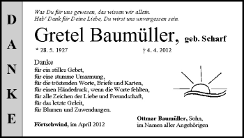 Anzeige von Gretel Baumüller von MGO