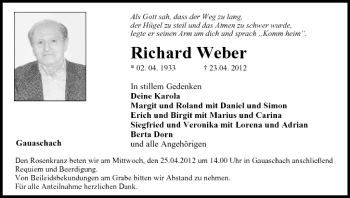 Anzeige von Richard Weber von MGO
