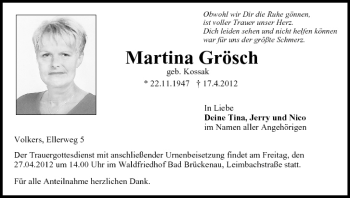 Anzeige von Martina Grösch von MGO