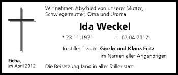 Anzeige von Ida Weckel von MGO