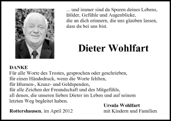 Anzeige von Dieter Wohlfart von MGO