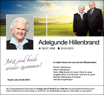 Anzeige von Adelgunde Hillenbrand von MGO
