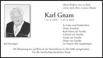 Anzeige von Karl Gnam von MGO