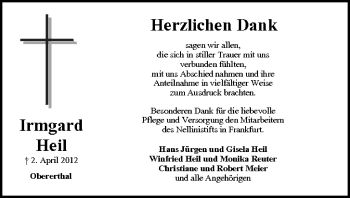 Anzeige von Irmgard Heil von MGO