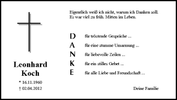 Anzeige von Leonhard Koch von MGO
