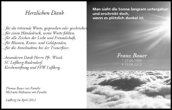 Anzeige von Franz Bauer von MGO