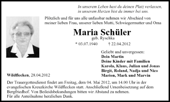 Anzeige von Maria Schüler von MGO