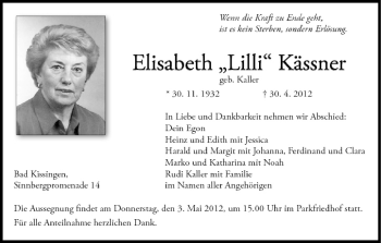 Anzeige von Elisabeth Kässner von MGO