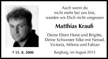 Anzeige von Matthias Krauß von MGO