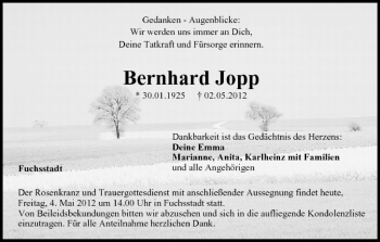 Anzeige von Bernhard Jopp von MGO