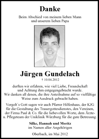 Anzeige von Jürgen Gundelach von MGO