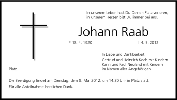 Anzeige von Johann Raab von MGO