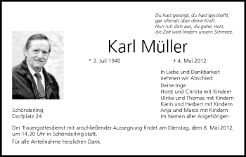 Anzeige von Karl Müller von MGO