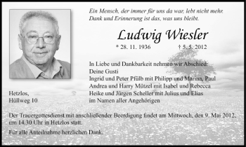 Anzeige von Ludwig Wiesler von MGO