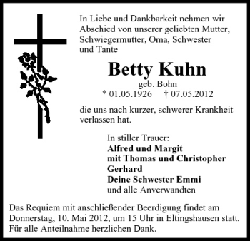 Anzeige von Betty Kuhn von MGO