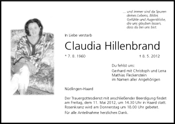Anzeige von Claudia Hillenbrand von MGO
