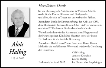 Anzeige von Alois Halbig von MGO