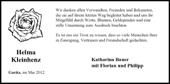 Anzeige von Helma Kleinhenz von MGO